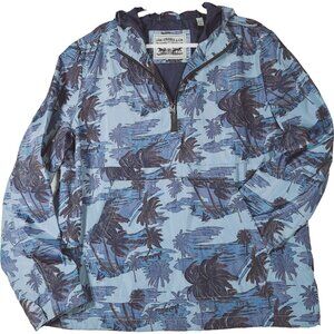 Levi's Men's Water Resistant Windbreaker size Large L Palm Print 1/2 Zip Jacket